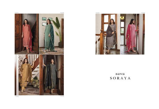 Sava Soraya Ganga Russian Silk Plazzo Style Suits Supplier Gujarat