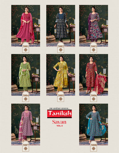 Savan Vol 3 Taniksh Viscose Readymade Anarkali Suits Exporter