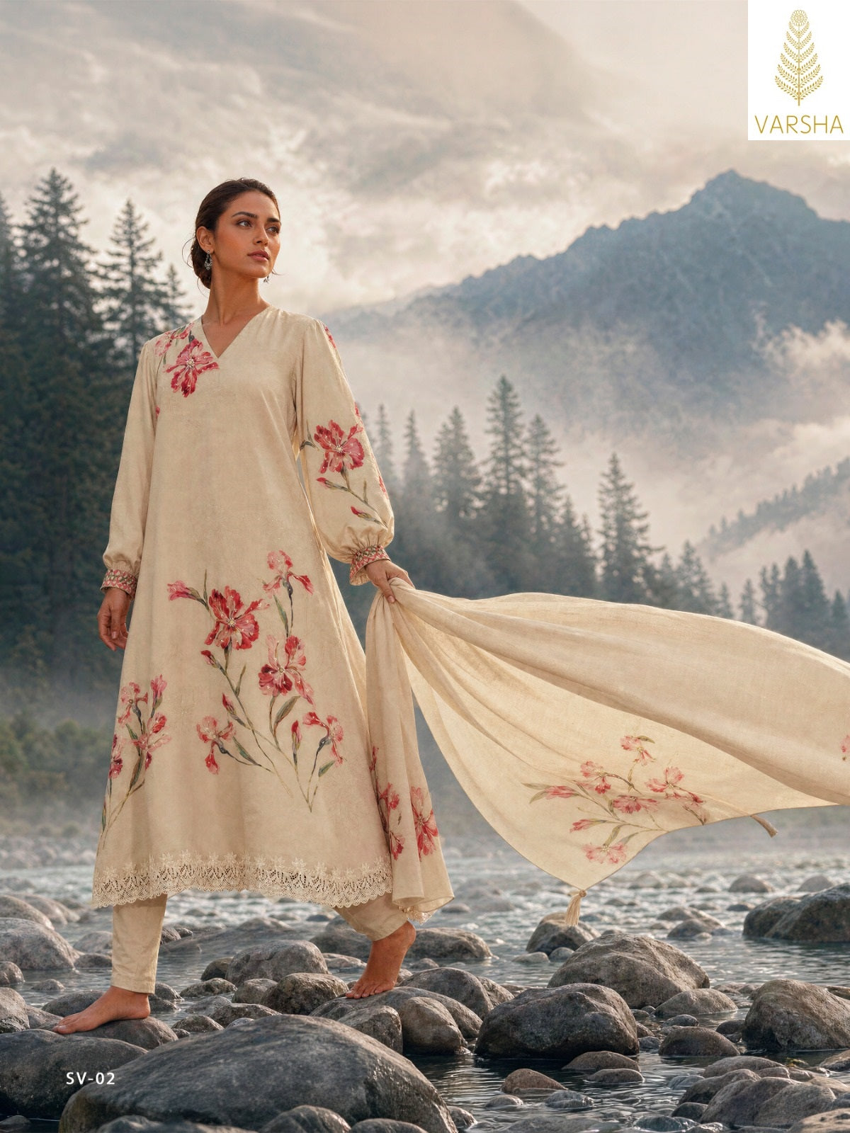 Savannah Varshaa Viscose Pashmina Suits Supplier Gujarat