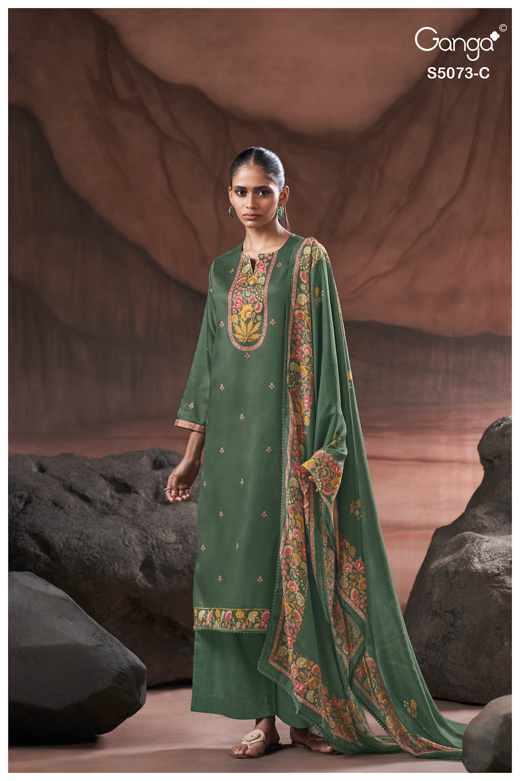 Savela S5073 Ganga Cotton Satin Plazzo Style Suits Manufacturer Ahmedabad