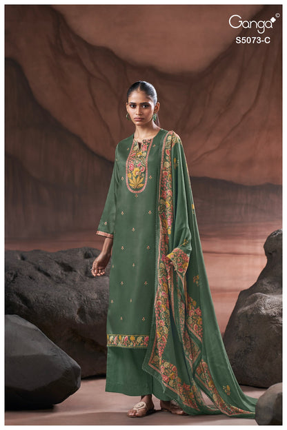 Savela S5073 Ganga Cotton Satin Plazzo Style Suits Manufacturer Ahmedabad