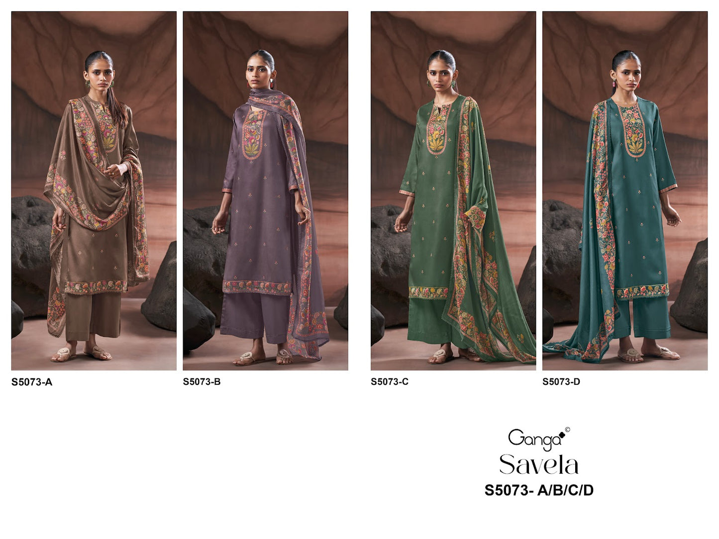 Savela S5073 Ganga Cotton Satin Plazzo Style Suits Manufacturer Ahmedabad