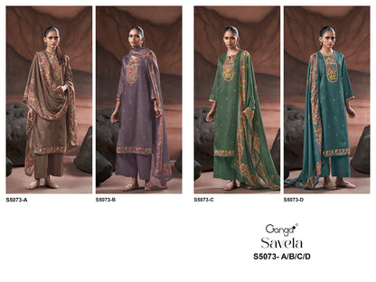 Savela S5073 Ganga Cotton Satin Plazzo Style Suits Manufacturer Ahmedabad