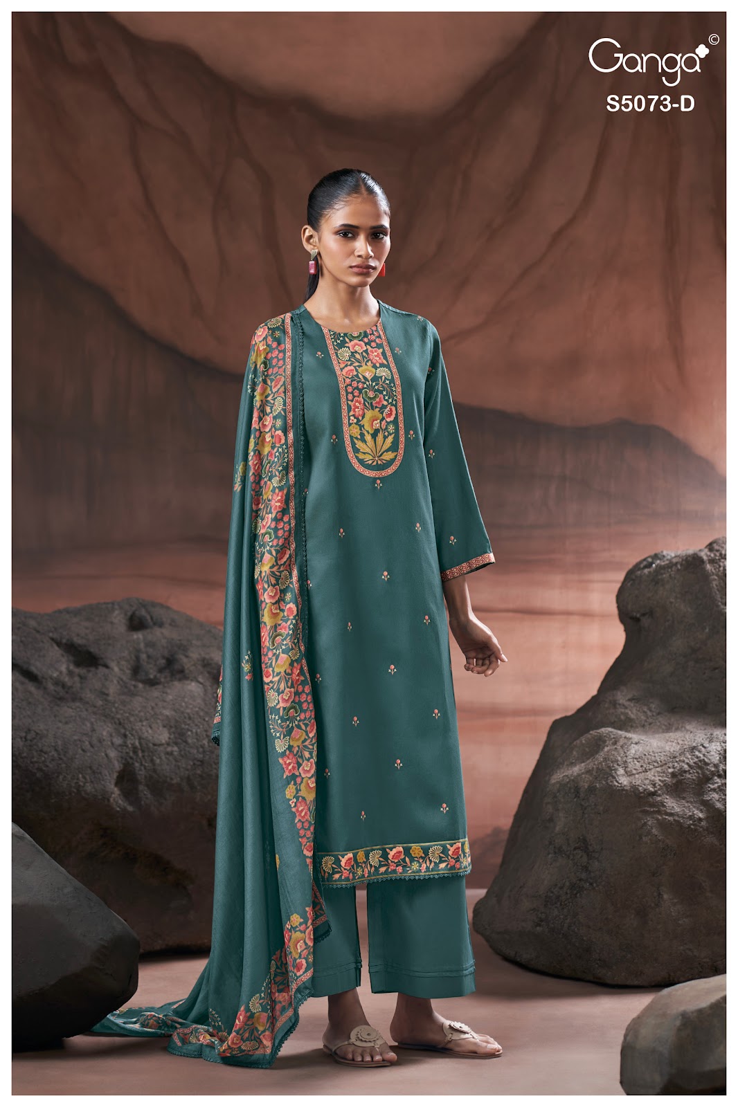 Savela S5073 Ganga Cotton Satin Plazzo Style Suits Manufacturer Ahmedabad