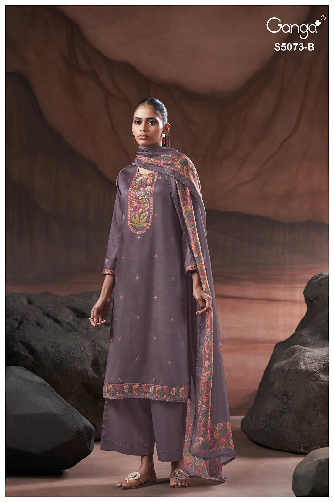Savela S5073 Ganga Cotton Satin Plazzo Style Suits Manufacturer Ahmedabad