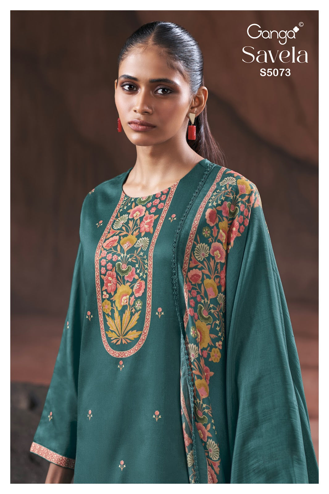 Savela S5073 Ganga Cotton Satin Plazzo Style Suits Manufacturer Ahmedabad