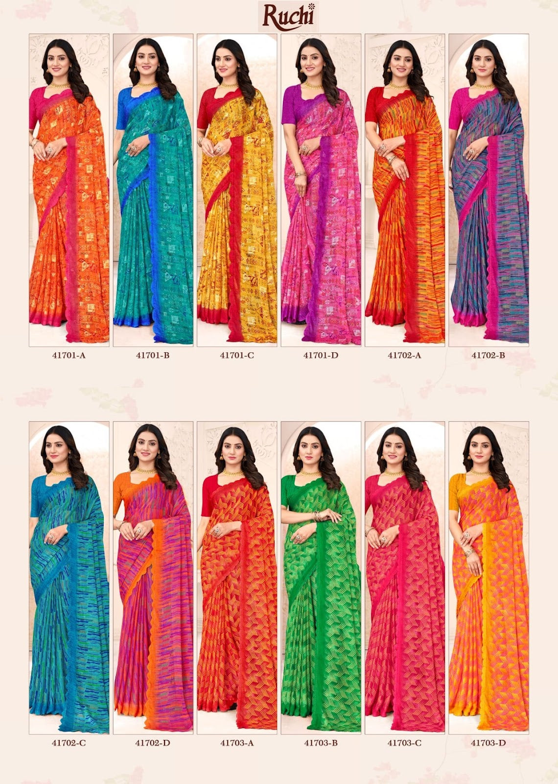 Savera 12 Ruchi Chiffon Sarees Supplier Ahmedabad