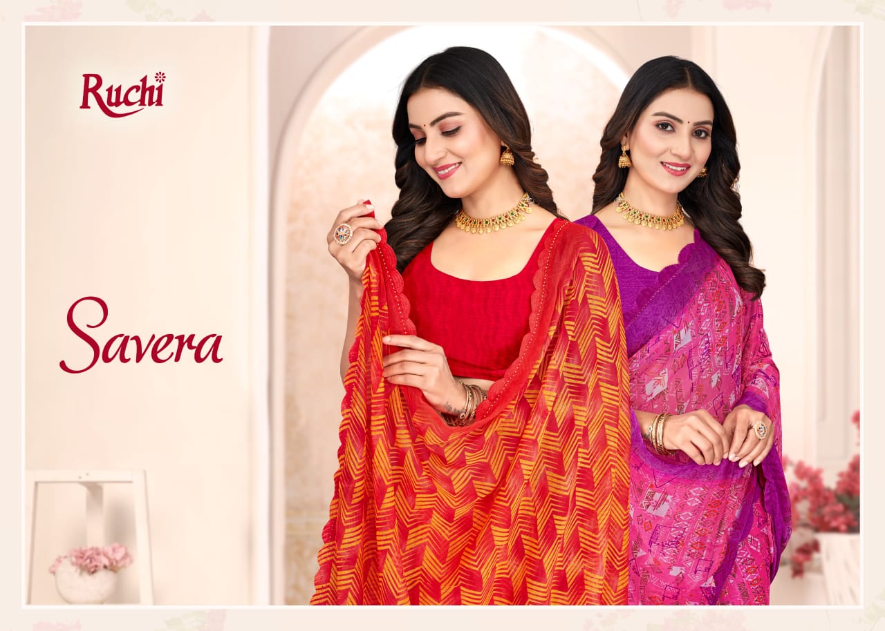 Savera 12 Ruchi Chiffon Sarees Supplier Ahmedabad