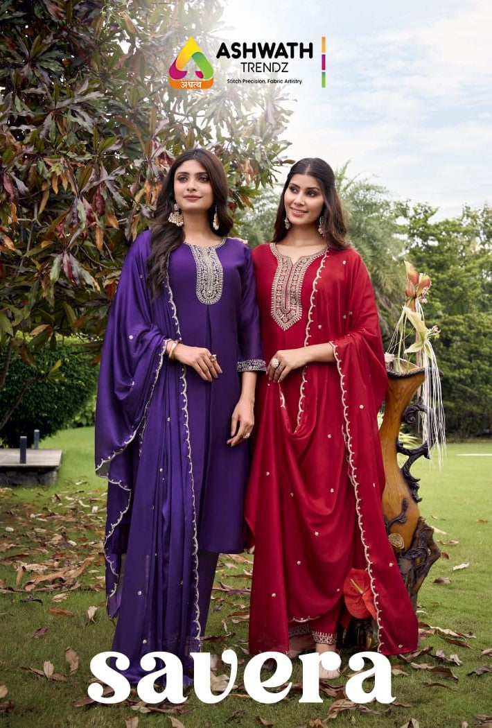 Savera Ashwath Vichitra Readymade Pant Style Suits Manufacturer