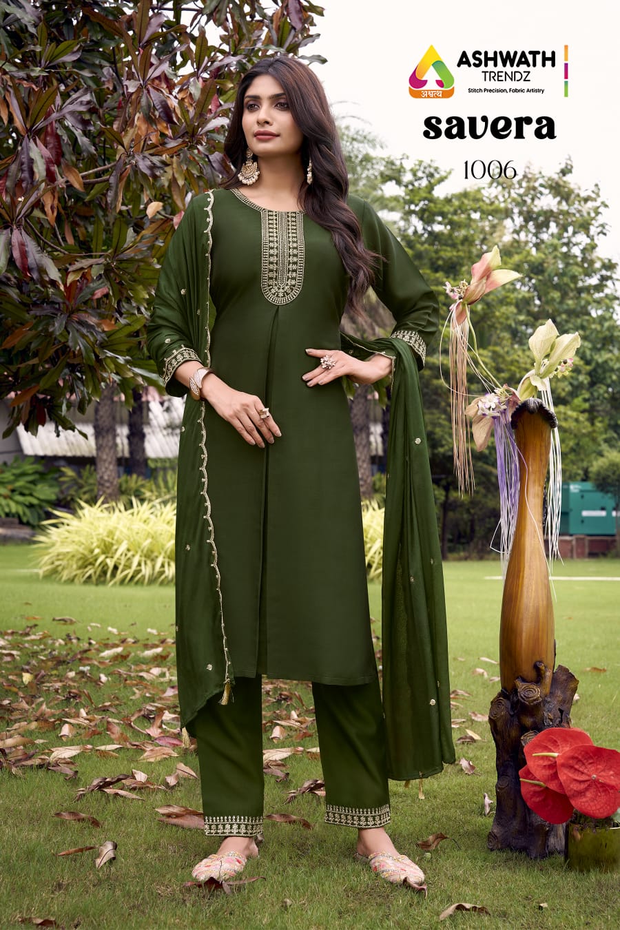 Savera Ashwath Vichitra Readymade Pant Style Suits Manufacturer