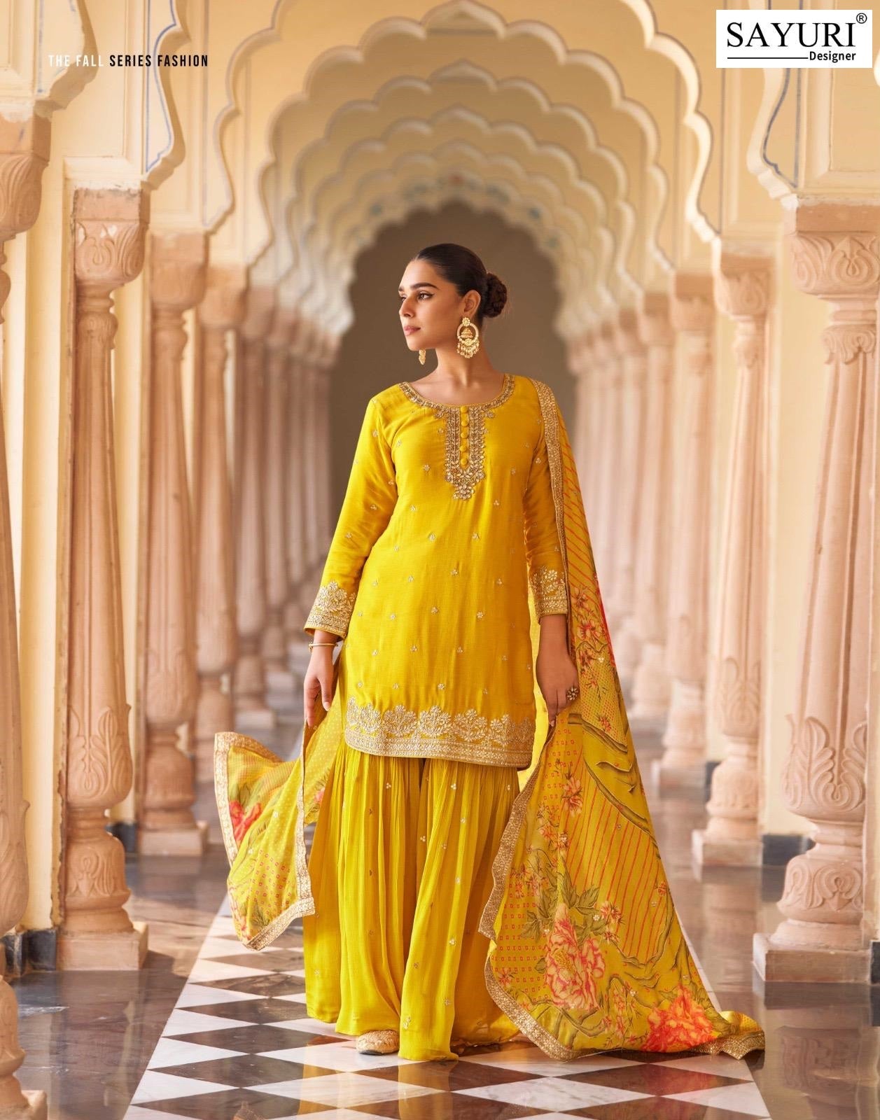 Savera Sayuri Chinnon Silk Readymade Sharara Suits Exporter India