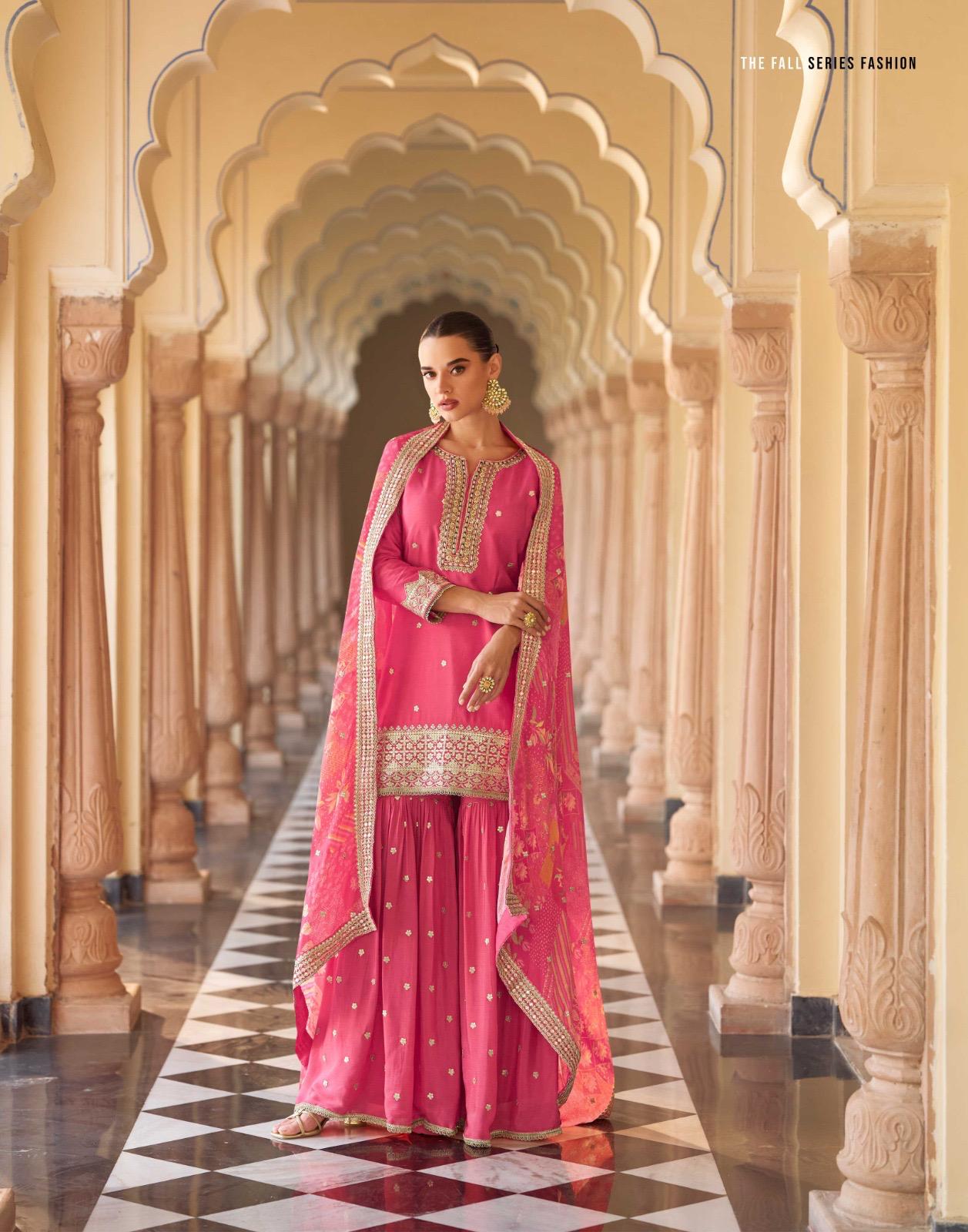 Savera Sayuri Chinnon Silk Readymade Sharara Suits Exporter India
