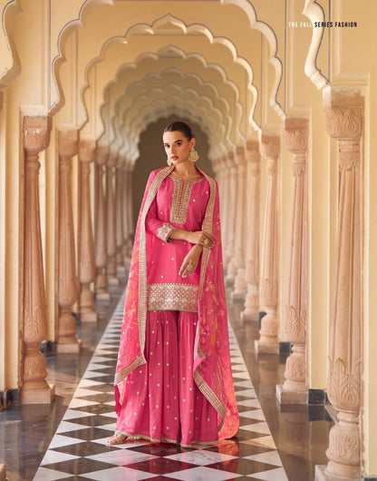 Savera Sayuri Chinnon Silk Readymade Sharara Suits Exporter India
