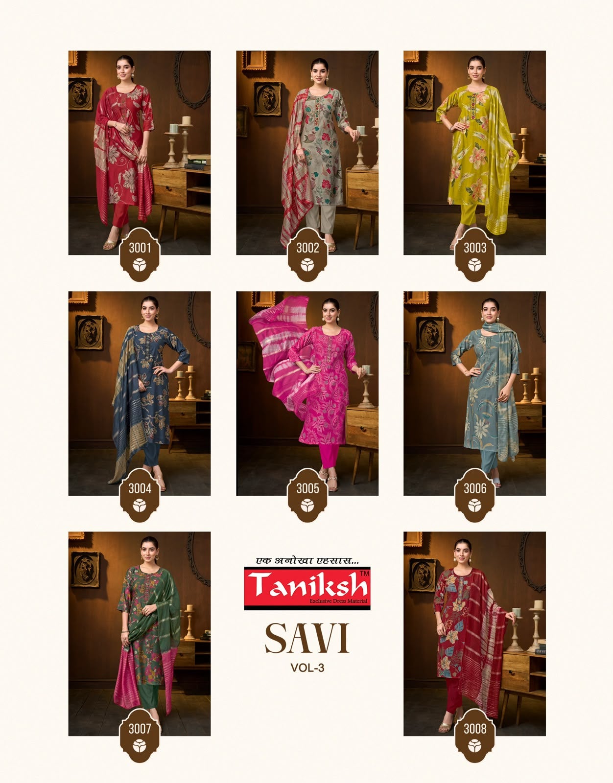 Savi Vol 3 Taniksh Vertican Readymade Pant Style Suits Exporter India