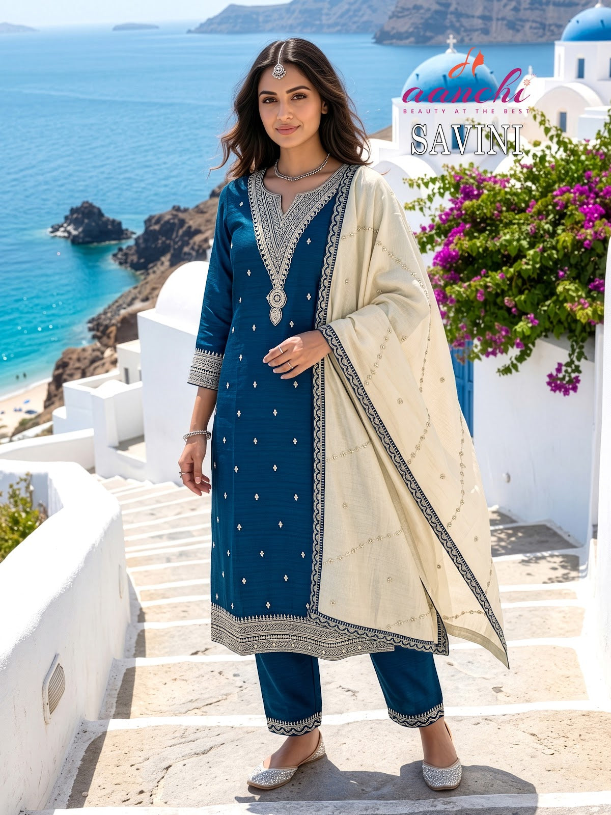 Savini Aanchi Vichitra Silk Readymade Pant Style Suits Exporter Gujarat