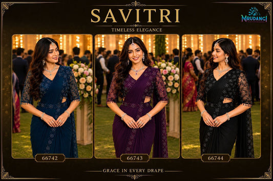 Savitri Mrudangi Lycra Ready To Wear Saree Exporter India