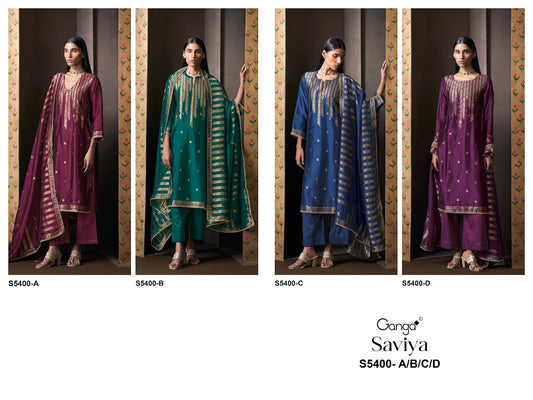 Saviya S5400 Ganga Woven Silk Pant Style Suits Wholesale