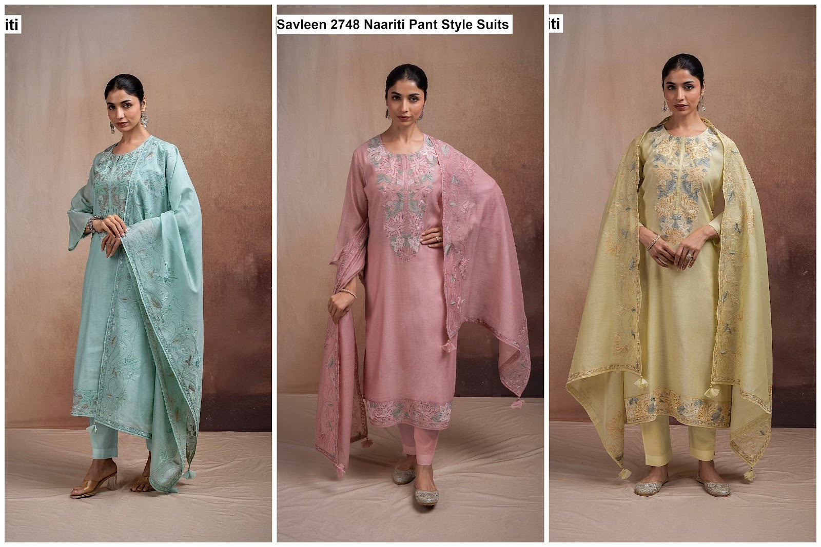 Savleen 2748 Naariti Mul Chanderi Pant Style Suits Exporter