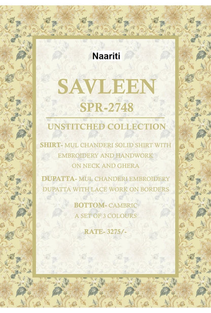 Savleen 2748 Naariti Mul Chanderi Pant Style Suits Exporter