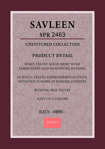 Savleen Naariti Velvet Suits Exporter India