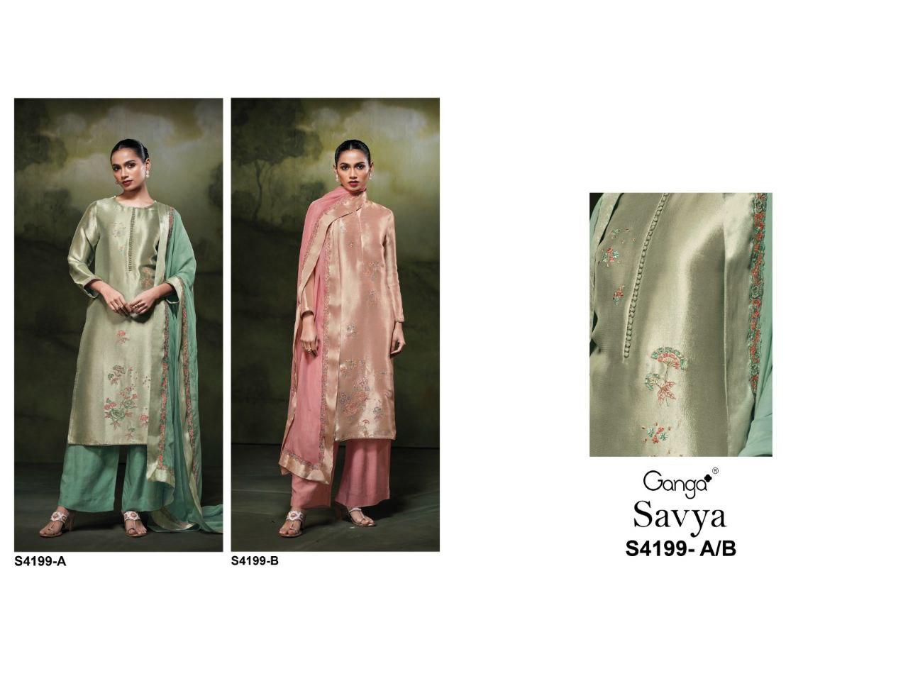 Savya 4199 Ganga Pure Bemberg Salwar Suits Exporter Ahmedabad