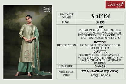 Savya 4199 Ganga Pure Bemberg Salwar Suits Exporter Ahmedabad