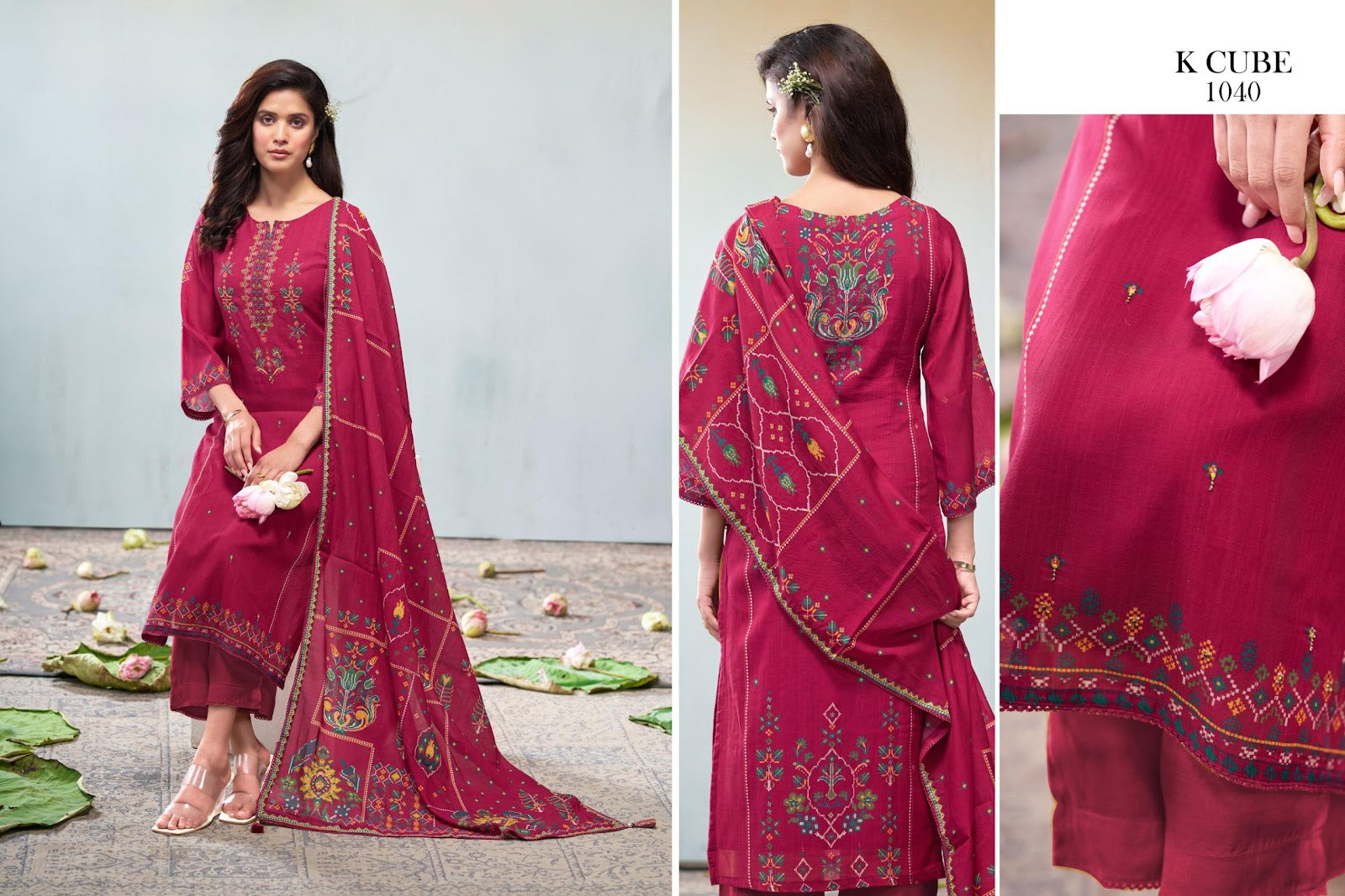 Savya K Cube Mul Chanderi Pant Style Suits Wholesale