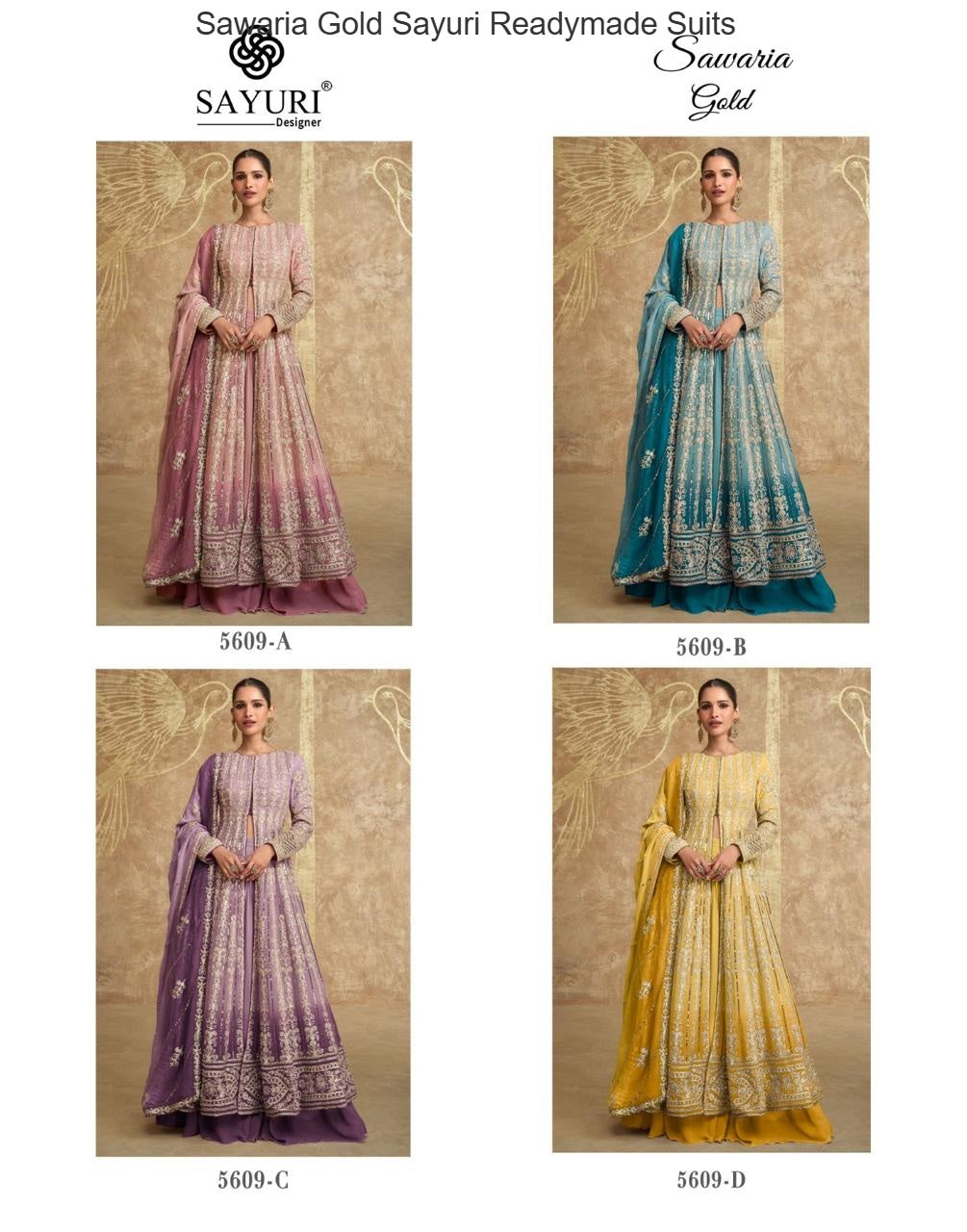 Sawaria Gold Sayuri Georgette Readymade Suits Manufacturer Gujarat