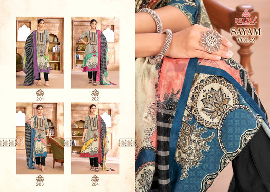 Sayam Vol 2 Relssa Fabrics Muslin Pant Style Suits Supplier Gujarat