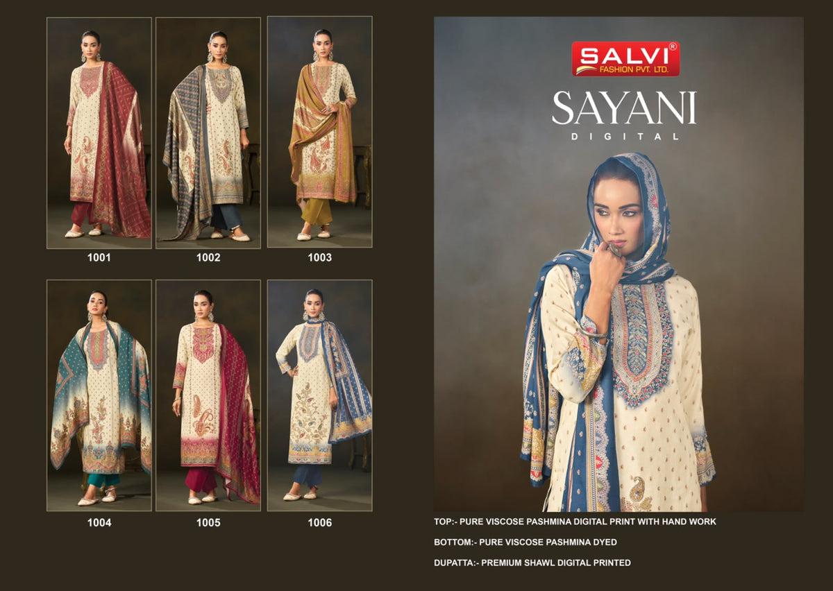 Sayani Digital Salvi Fashion Viscose Pashmina Suits Supplier Gujarat
