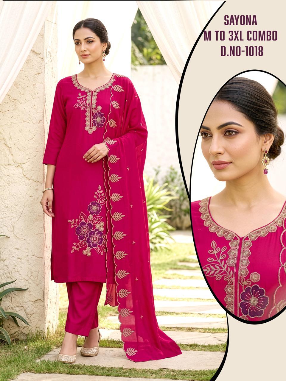 Sayona Vkh Roman Silk Readymade Pant Style Suits Wholesaler Gujarat