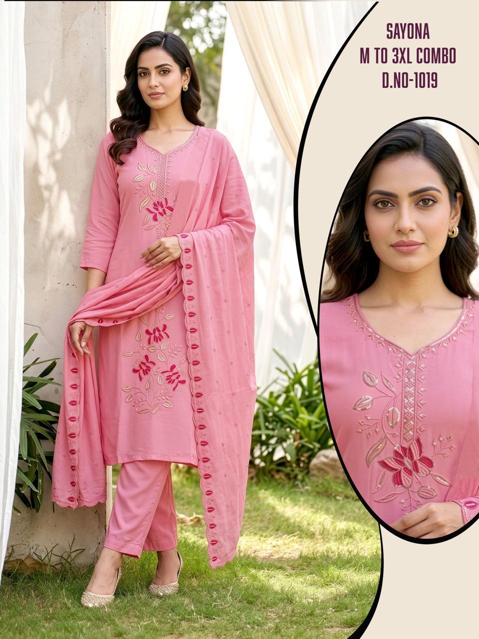 Sayona Vkh Roman Silk Readymade Pant Style Suits Wholesaler Gujarat