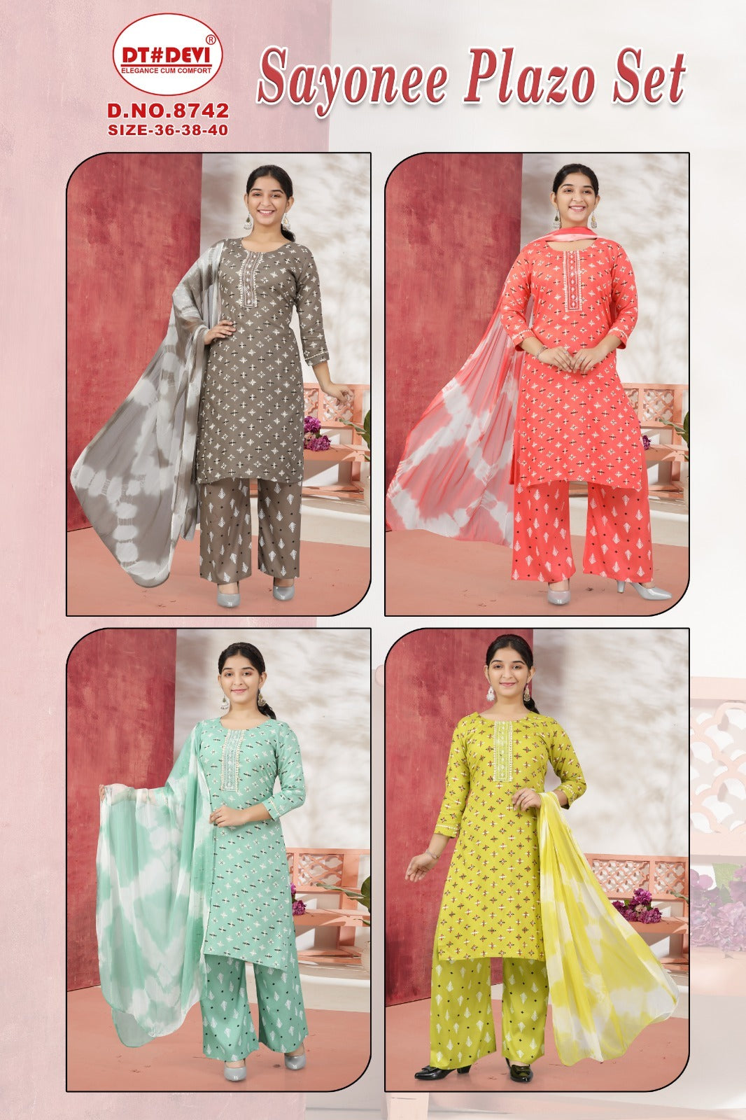 Sayonee 8742 Dt Devi Rayon Readymade Plazzo Style Suits Manufacturer