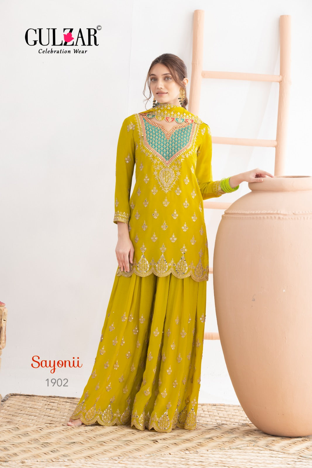 Sayonii Gulzar Chinnon Readymade Plazzo Style Suits Exporter India