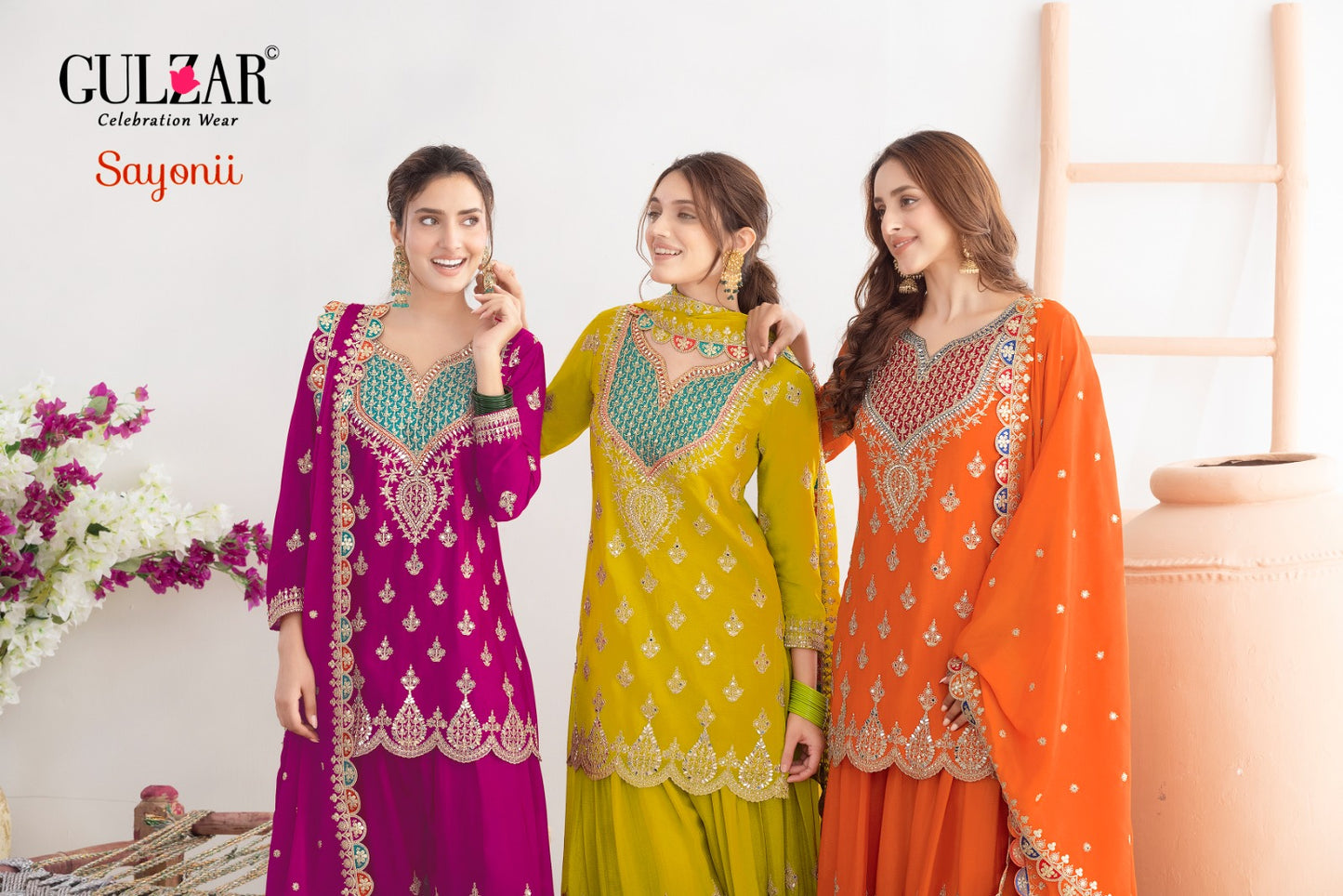 Sayonii Gulzar Chinnon Readymade Plazzo Style Suits Exporter India