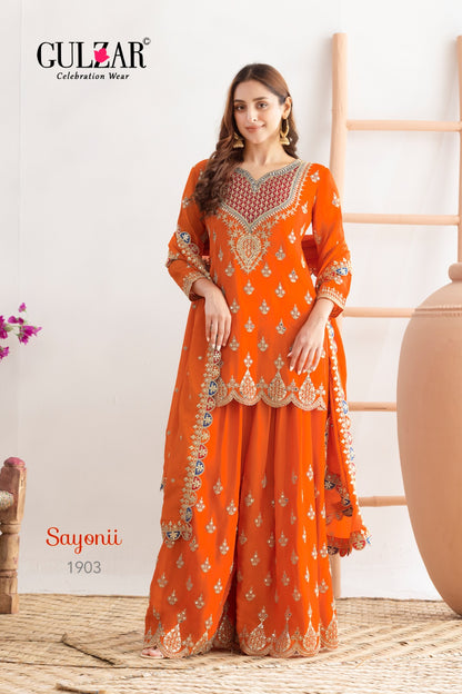 Sayonii Gulzar Chinnon Readymade Plazzo Style Suits Exporter India