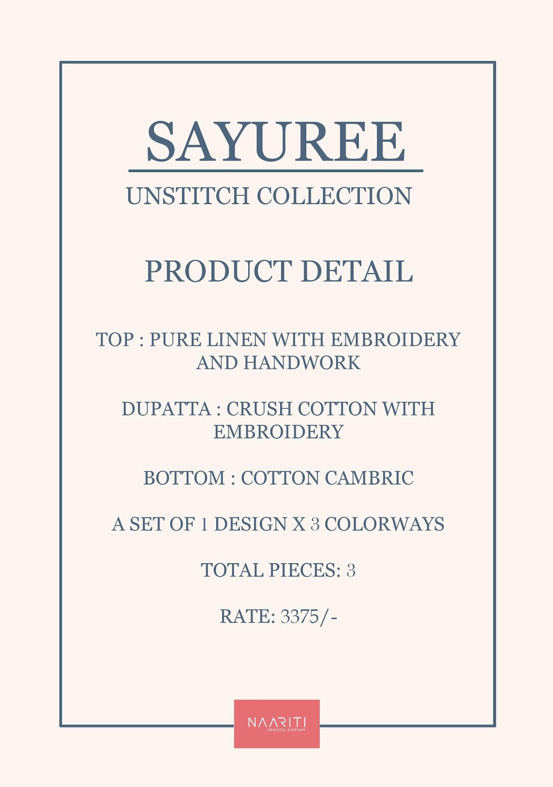 Sayuree Naariti Linen Pant Style Suits Supplier Ahmedabad