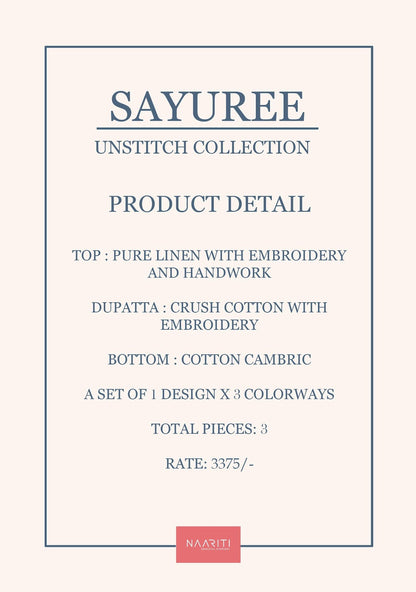 Sayuree Naariti Linen Pant Style Suits Supplier Ahmedabad