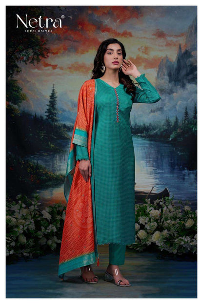 Sayuri Netra Pure Bemberg Pant Style Suits Manufacturer India