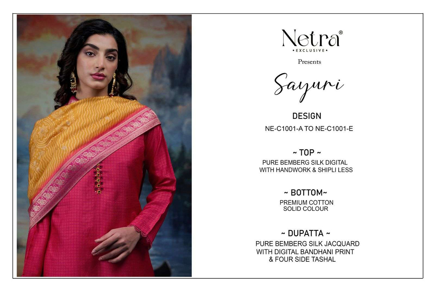 Sayuri Netra Pure Bemberg Pant Style Suits Manufacturer India