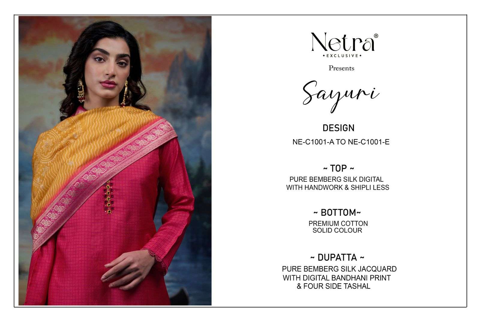 Sayuri Netra Pure Bemberg Pant Style Suits Manufacturer India
