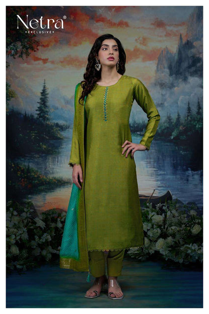 Sayuri Netra Pure Bemberg Pant Style Suits Manufacturer India