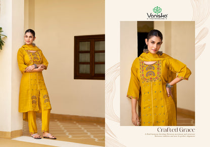 Sayuri Vol 1 Vaniska Chanderi Readymade Pant Style Suits Wholesaler Ahmedabad