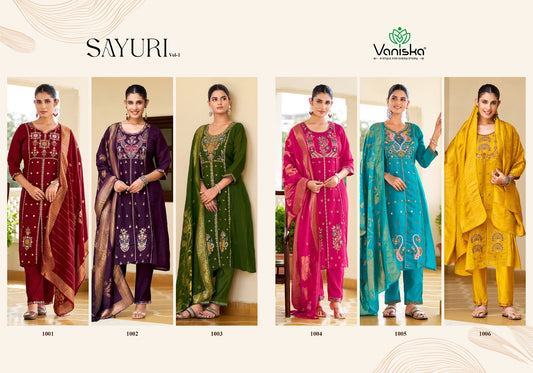 Sayuri Vol 1 Vaniska Chanderi Readymade Pant Style Suits Wholesaler Ahmedabad