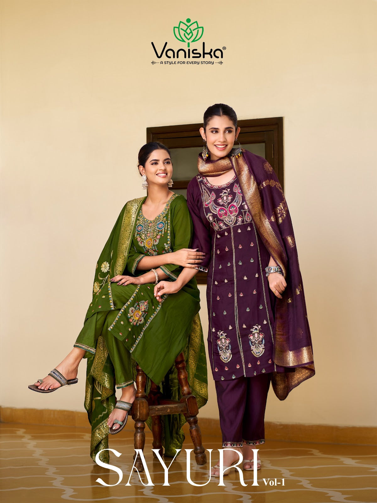 Sayuri Vol 1 Vaniska Chanderi Readymade Pant Style Suits Wholesaler Ahmedabad