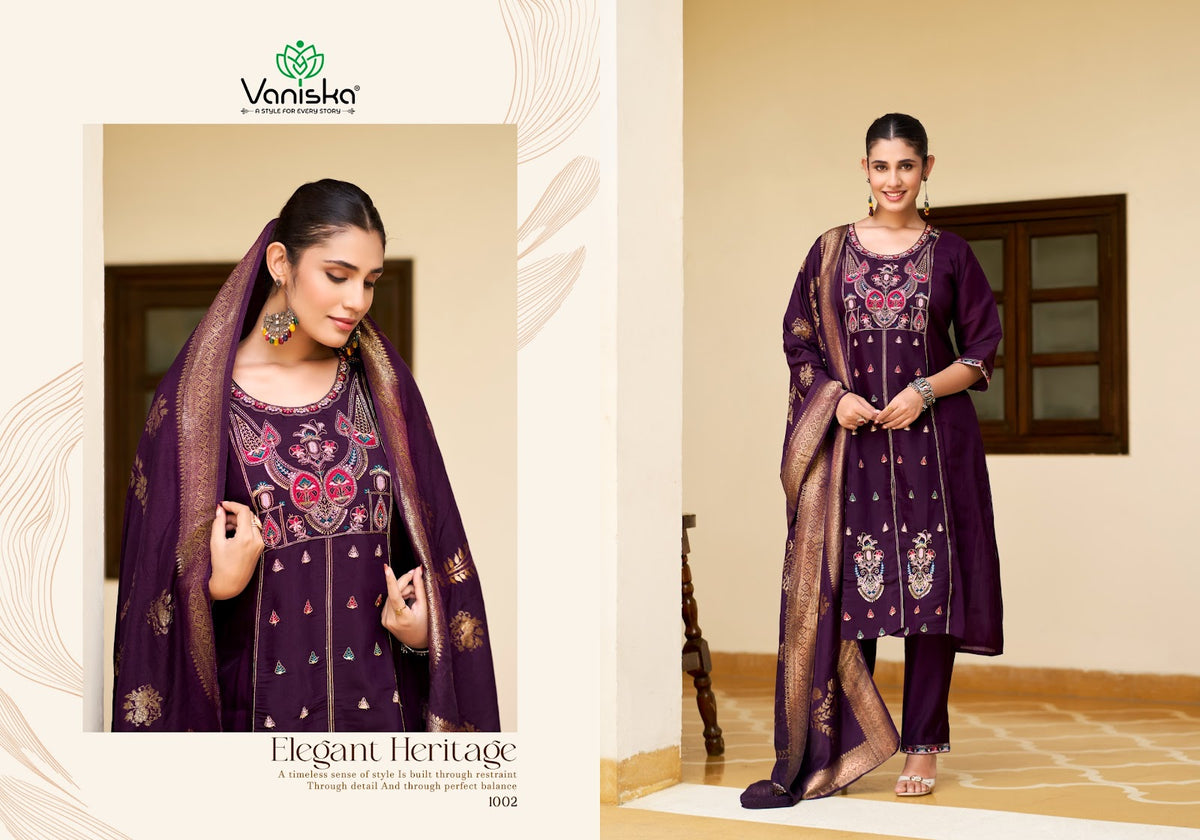 Sayuri Vol 1 Vaniska Chanderi Readymade Pant Style Suits Wholesaler Ahmedabad
