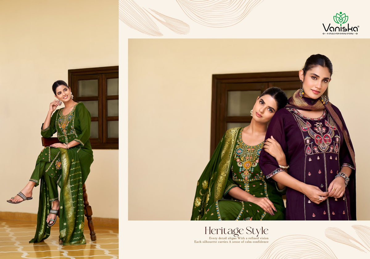 Sayuri Vol 1 Vaniska Chanderi Readymade Pant Style Suits Wholesaler Ahmedabad