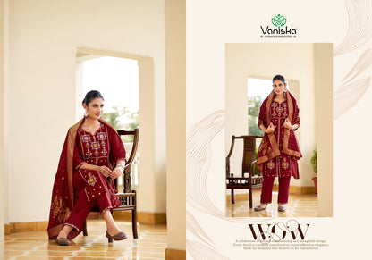 Sayuri Vol 1 Vaniska Chanderi Readymade Pant Style Suits Wholesaler Ahmedabad
