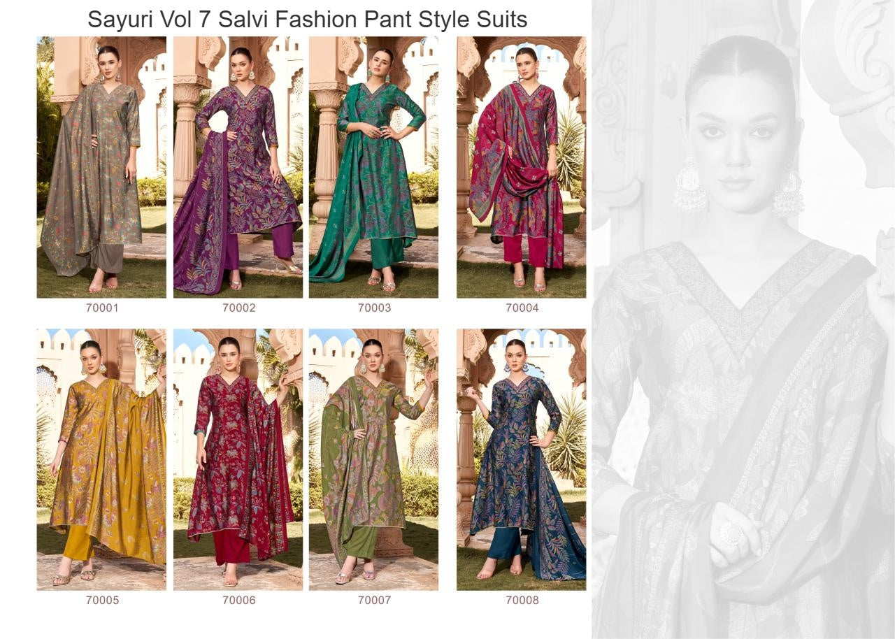 Sayuri Vol 7 Salvi Fashion Modal Silk Pant Style Suits Wholesale Price