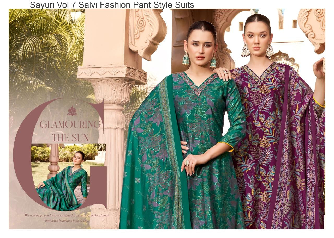 Sayuri Vol 7 Salvi Fashion Modal Silk Pant Style Suits Wholesale Price